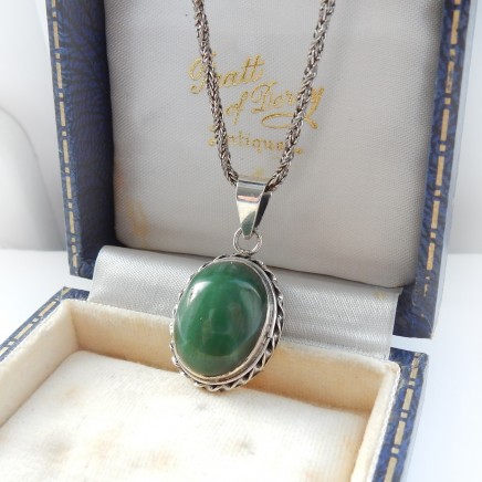 Photo of Vintage Agate Pendant Necklace Solid Silver