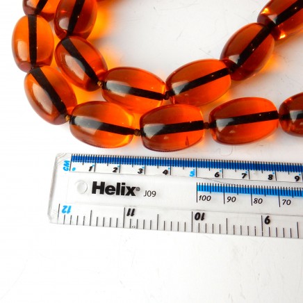 Photo of Vintage Amber Bead Long Necklace Knotted String Necklace