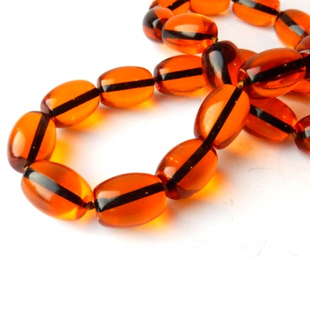 Photo of Vintage Amber Bead Long Necklace Knotted String Necklace