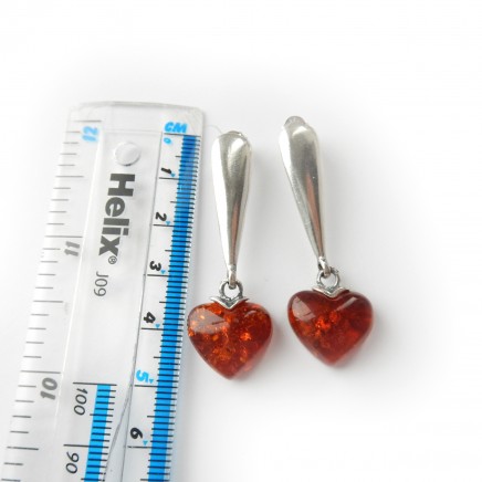 Photo of Vintage Amber Heart Droplet Earrings Sterling Silver