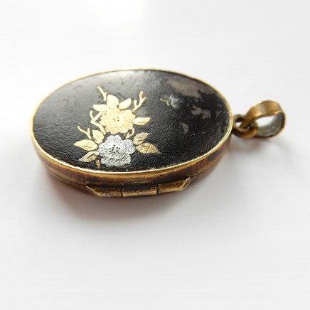 Photo of Vintage Antique Gold Damascene Japanese Locket Pendant