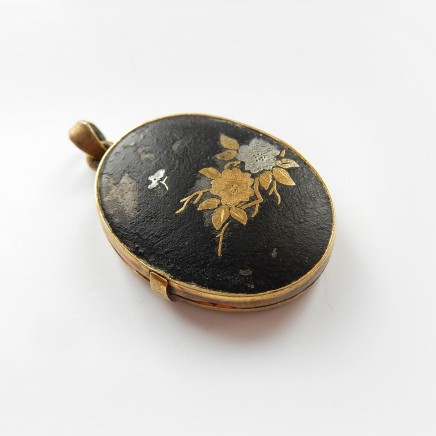 Photo of Vintage Antique Gold Damascene Japanese Locket Pendant