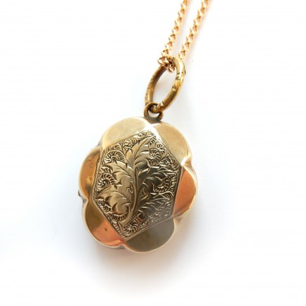 Photo of Vintage Antique Rolled Gold Locket Monogram Necklace & Chain