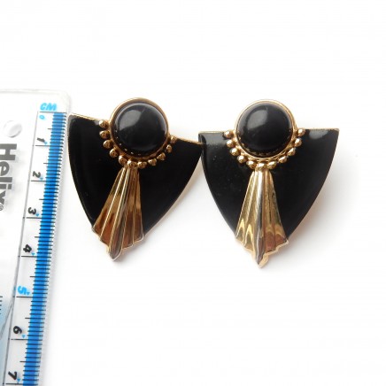 Photo of Vintage Art Deco Black Enamel Earrings