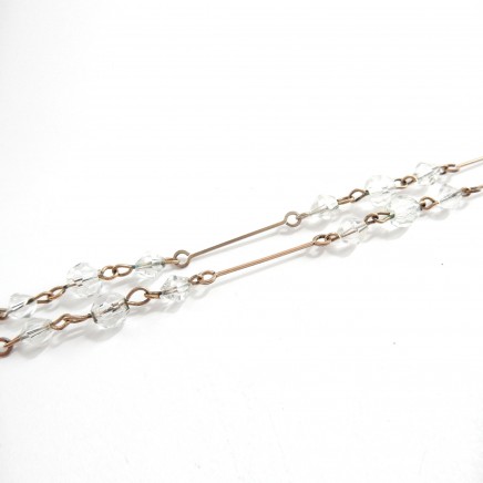 Photo of Vintage Art Deco Crystal Glass Necklace Dainty Lavalier Pendant