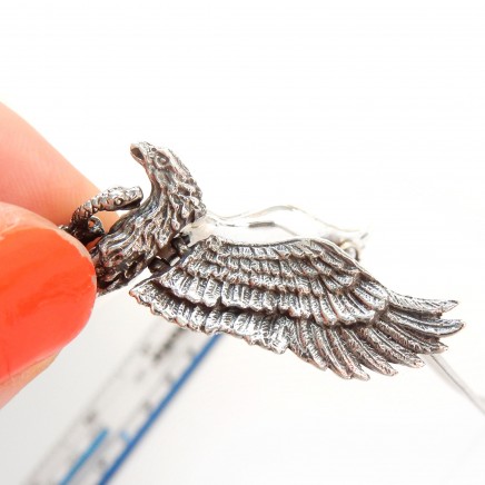 Photo of Vintage Articulated Flying Eagle Bird of Prey Necklace Pendant Sterling Silver
