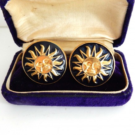 Photo of Vintage Black Gold Sunshine Earrings