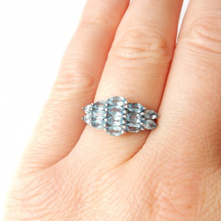 Photo of Vintage Blue Topaz Sterling Silver Cluster Ring Size 7.5 November Birthstone