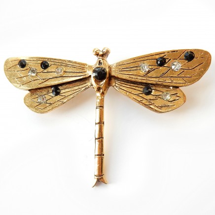 Photo of Vintage Brass Art Nouveau Dragonfly Insect Brooch Pin