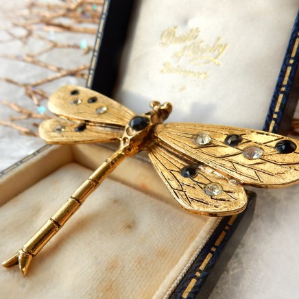 Photo of Vintage Brass Art Nouveau Dragonfly Insect Brooch Pin