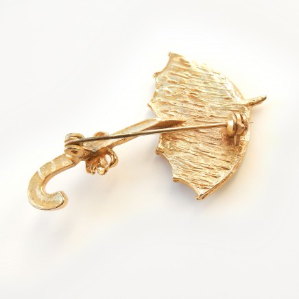 Photo of Vintage Brass Enamel Umbrella Brooch Pin