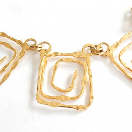 Photo of Vintage Brass Gold Abstract Swirl Necklace
