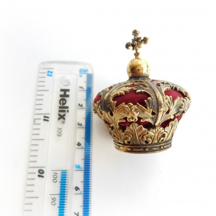 Photo of Vintage Brass Novelty Crown Pin Cushion