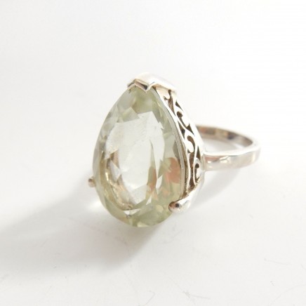Photo of Vintage Brazilian Green Amethyst Ring Sterling Silver