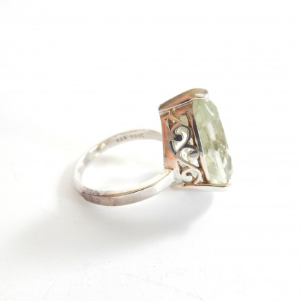 Photo of Vintage Brazilian Green Amethyst Ring Sterling Silver