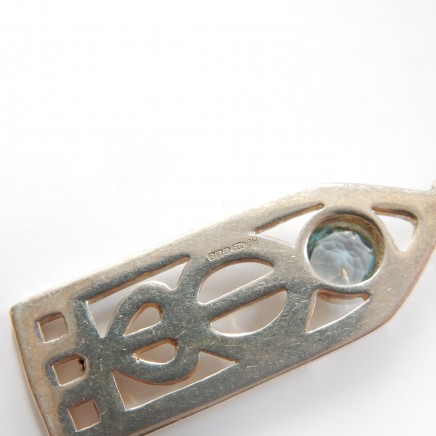 Photo of Vintage Celtic Silver Arts Crafts Topaz Pendant Necklace Sterling Silver Figaro
