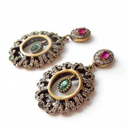 Photo of Vintage Chalcedony Vermeil Gold Earrings Sterling Silver Fine Jewelry