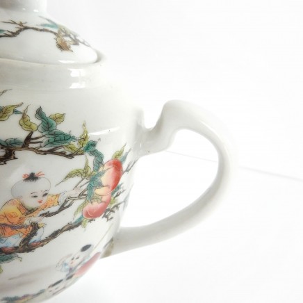 Photo of Vintage Chinese Hand Painted Porcelain Ceramic Tea Pot