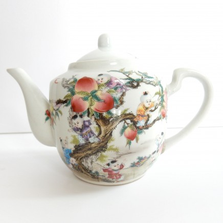 Photo of Vintage Chinese Hand Painted Porcelain Ceramic Tea Pot