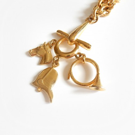 Photo of Vintage Chunky Gold Colored Horse Fox Hunt Equestrian Necklace