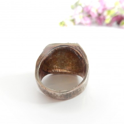 Photo of Vintage Citrine Glass Ring Sterling Silver US Size 6