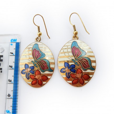 Photo of Vintage Cloisonne Butterfly Earrings