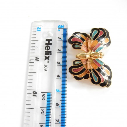Photo of Vintage Cloisonne Enamel Butterfly Brooch Pin