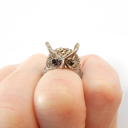 Photo of Vintage Crystal Owl Ring Costume Ring