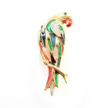 Photo of Vintage Enamel Parrot Brooch Pin