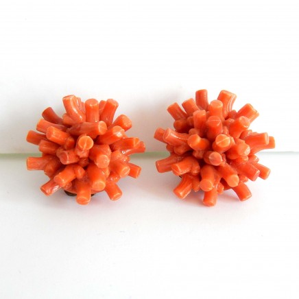 Photo of Vintage Faux Coral Branch Clip on Earrings West Germany