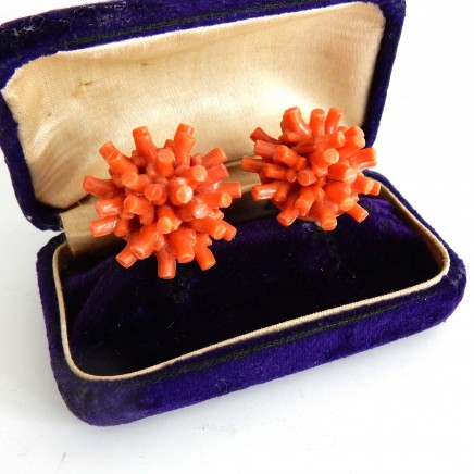 Photo of Vintage Faux Coral Branch Clip on Earrings West Germany