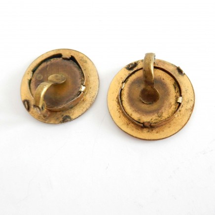 Photo of Vintage French Hand Painted Brass Clip on Earrings Signed