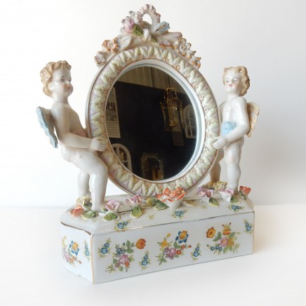 Photo of Vintage German Porcelain Putti Cherub Mirror