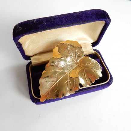 Photo of Vintage Gold Leaf Scarf Clip Pin Brooch