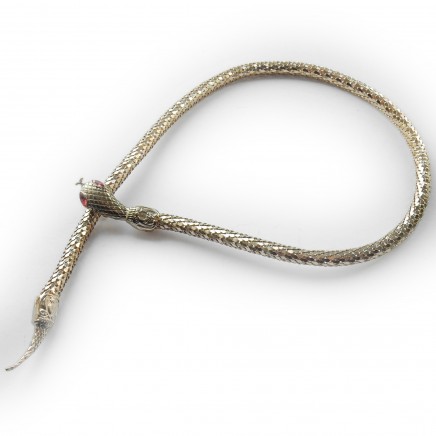 Photo of Vintage Gold Mesh Snake Serpent Choker Necklace