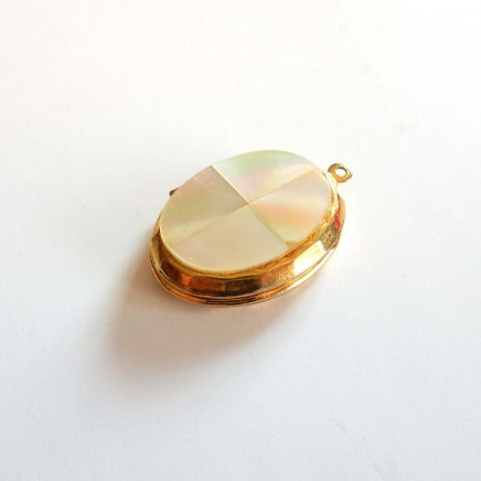 Photo of Vintage Gold Pearl Shell Locket Pendant