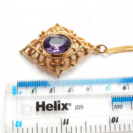 Photo of Vintage Gold Purple Paste Pendant & Goldplated Chain Gift