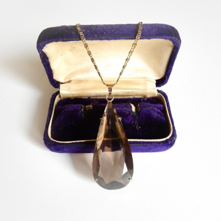 Photo of Vintage Gold Smoky Quartz Winard 12k Gold Filled Necklace & Chain