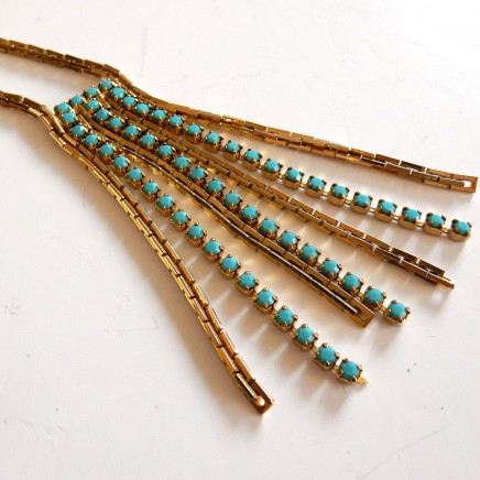 Photo of Vintage Gold Turquoise Necklace Long Chain