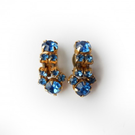 Photo of Vintage Hand Made Blue Paste Clip on Earrings