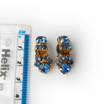 Photo of Vintage Hand Made Blue Paste Clip on Earrings