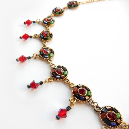 Photo of Vintage Hand Made Crystal Bead Gold Necklace