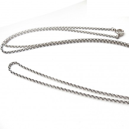 Photo of Vintage Long Sterling Silver Guard Chain Rolo Link 60inches
