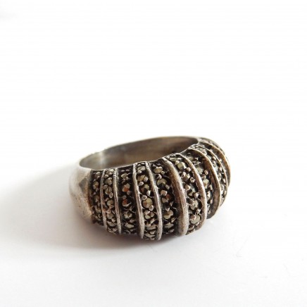 Photo of Vintage Marcasite Ring Sterling Silver Band Ring Size 9.5