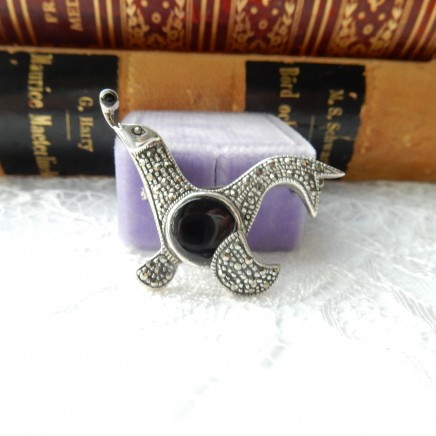 Photo of Vintage Marcasite Sea Lion Seal Brooch Sterling Silver