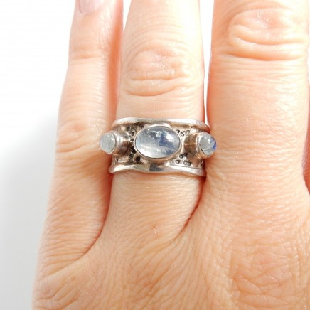 Photo of Vintage Moonstone Ring Sterling Silver US Size 8 June Birthstone