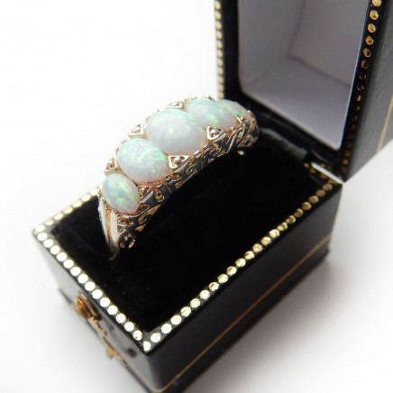 Photo of Vintage Opal Band Ring Solid Silver Size 7