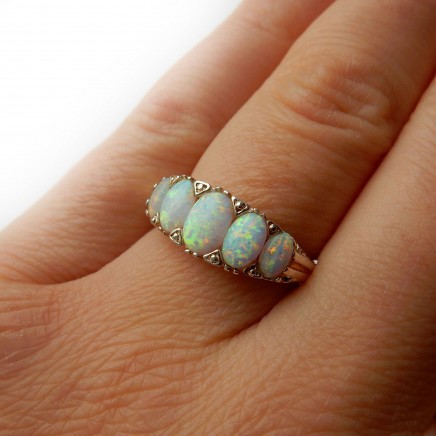 Photo of Vintage Opal Band Ring Solid Silver Size 7