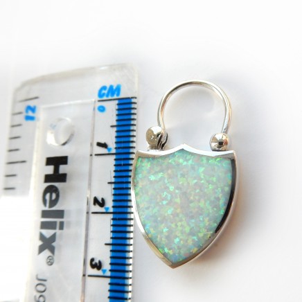 Photo of Vintage Opal Solid Silver Padlock Clasp Pendant Charm
