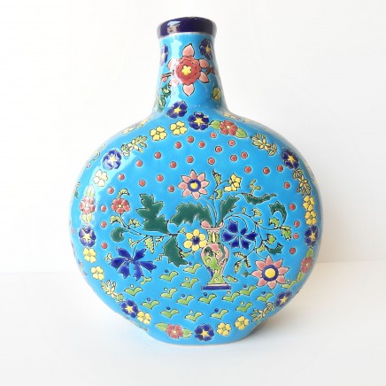 Photo of Vintage Oriental Blue Crackle Glazed Ceramic Vase